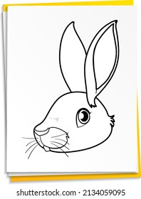 Hand drawn rabbit head on paper  illustration