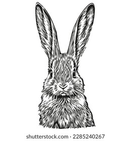Hand drawn Rabbit on a white background, hare
