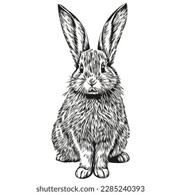 Hand drawn Rabbit on a white background, hare
