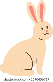 Hand Drawn Rabbit Sitting Vector Illustration