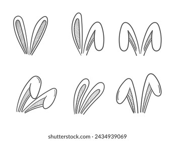 Orejas de conejo dibujadas a mano. conjunto de diadema de conejito de Pascua