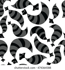 Hand drawn raccoon seamless pattern. Vector illustration.