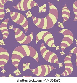 Hand drawn raccoon seamless pattern. Vector illustration.