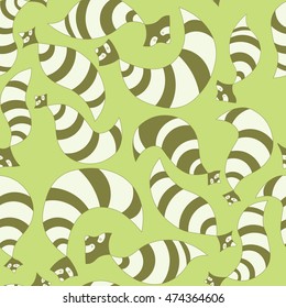 Hand drawn raccoon seamless pattern. Vector illustration.