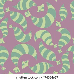Hand drawn raccoon seamless pattern. Vector illustration.