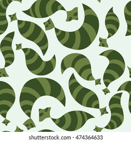 Hand drawn raccoon seamless pattern. Vector illustration.