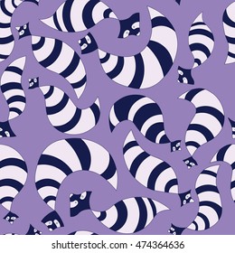 Hand drawn raccoon seamless pattern. Vector illustration.