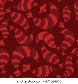 Hand drawn raccoon seamless pattern. Vector illustration.