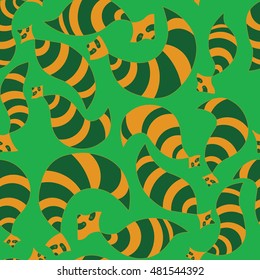 Hand drawn raccoon seamless pattern. Vector illustration.