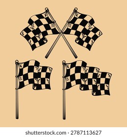 Hand drawn racing checkered flag