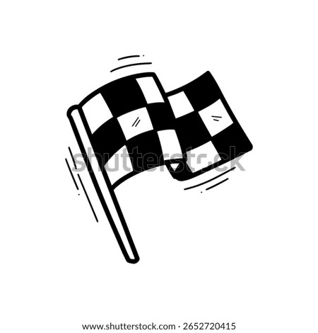 Hand Drawn Racing Flag Illustration. Doodle Vector. Isolated on White Background - EPS 10 Vector