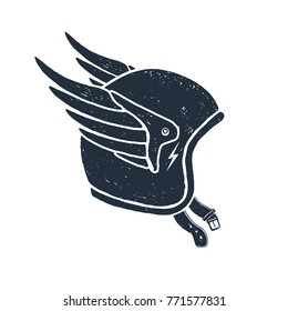 Hand drawn racing helmet textured vector illustration.