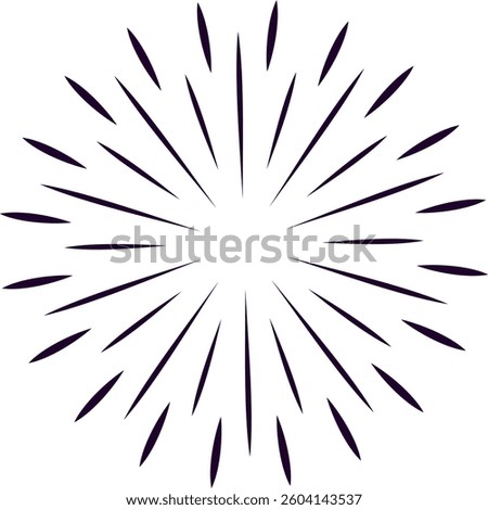 Hand drawn radial lines are radiating from the center creating a dynamic starburst or sunburst effect, perfect for backgrounds, logos, and design elements