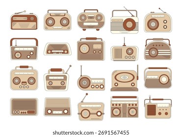 Conjunto de Elementos de Rádio Desenhados à Mão