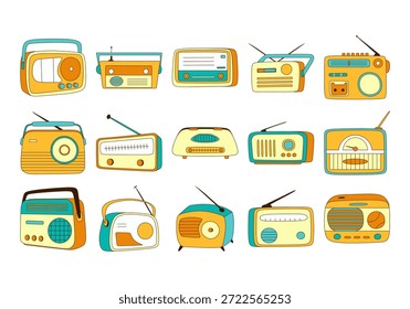 Conjunto de elementos de radio dibujado a mano