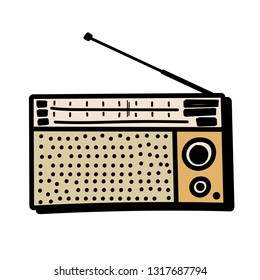 Hand drawn radio on white background