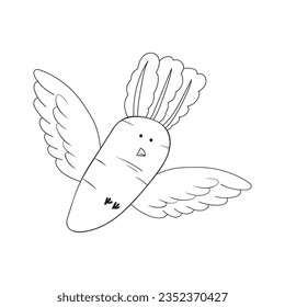 Hand drawn radish bird Mascot Character Vector illustration color children cartoon clipart
