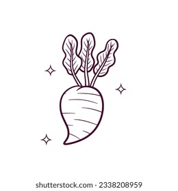 Handgezeichnet Radieschen. Doodle-Vektorgrafik-Illustration