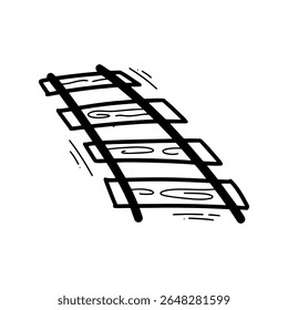 Hand Drawn Railway Track Illustration. Doodle Vector. Isolated on White Background - EPS 10 Vector