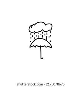 Icono de lluvia dibujado a mano, icono de doodle simple
