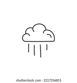 Hand drawn rain vector icon. Cloud flat sign design. Rainy cloud vector symbol pictogram. Rainfall linear icon