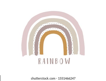 Hand drawn rainbow. Creative Scandinavian kids texture for fabric, wrapping, textile, wallpaper, apparel. Watercolor illustration.