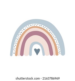 Hand drawn rainbow. Cute colorful rainbow bridge isolated on white background. Vector illustration.