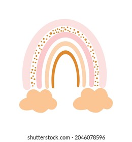 Hand drawn rainbow cute illustration. Vector drawing design for wall art, fashion, fabrics, textile graphics, prints.