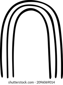 Hand drawn rainbow design in line art style. Vectir simple illustration for apparel, cards, prints, posters etc. Weather concept drawing icon isolated on white background.