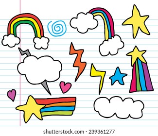 Doodles de arcoiris dibujados a mano