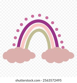 Hand drawn rainbow element. Boho rainbow hand drawn illustration