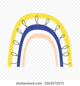 Hand drawn rainbow element. Boho rainbow hand drawn illustration
