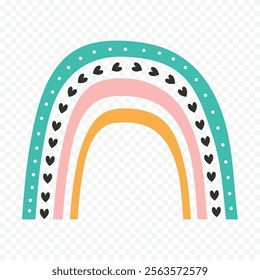 Hand drawn rainbow element. Boho rainbow hand drawn illustration