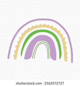 Hand drawn rainbow element. Boho rainbow hand drawn illustration