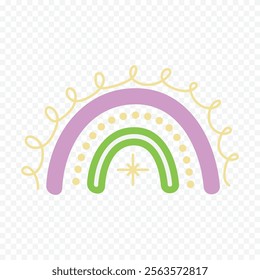 Hand drawn rainbow element. Boho rainbow hand drawn illustration