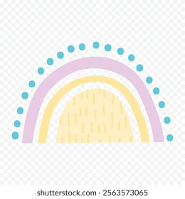 Hand drawn rainbow element. Boho rainbow hand drawn illustration