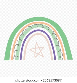 Hand drawn rainbow element. Boho rainbow hand drawn illustration