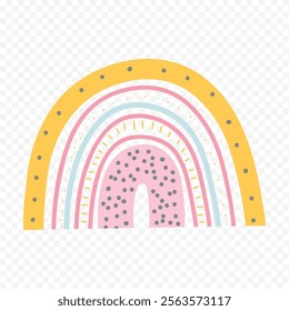 Hand drawn rainbow element. Boho rainbow hand drawn illustration