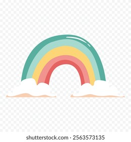 Hand drawn rainbow element. Boho rainbow hand drawn illustration