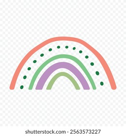 Hand drawn rainbow element. Boho rainbow hand drawn illustration