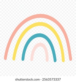 Hand drawn rainbow element. Boho rainbow hand drawn illustration