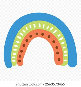 Hand drawn rainbow element. Boho rainbow hand drawn illustration