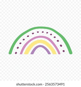 Hand drawn rainbow element. Boho rainbow hand drawn illustration