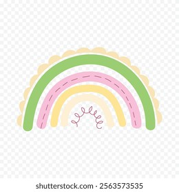 Hand drawn rainbow element. Boho rainbow hand drawn illustration