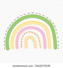 Hand drawn rainbow element. Boho rainbow hand drawn illustration