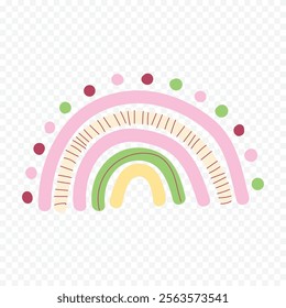 Hand drawn rainbow element. Boho rainbow hand drawn illustration