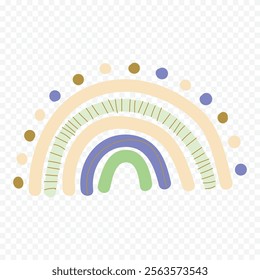 Hand drawn rainbow element. Boho rainbow hand drawn illustration