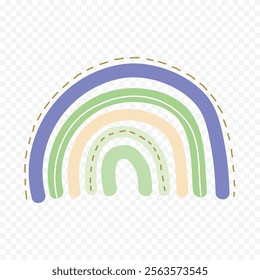 Hand drawn rainbow element. Boho rainbow hand drawn illustration