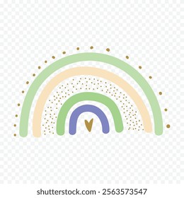 Hand drawn rainbow element. Boho rainbow hand drawn illustration