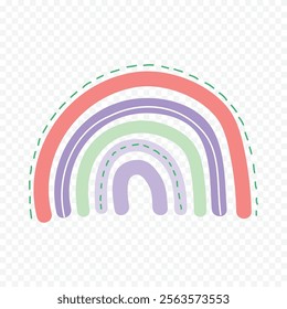 Hand drawn rainbow element. Boho rainbow hand drawn illustration